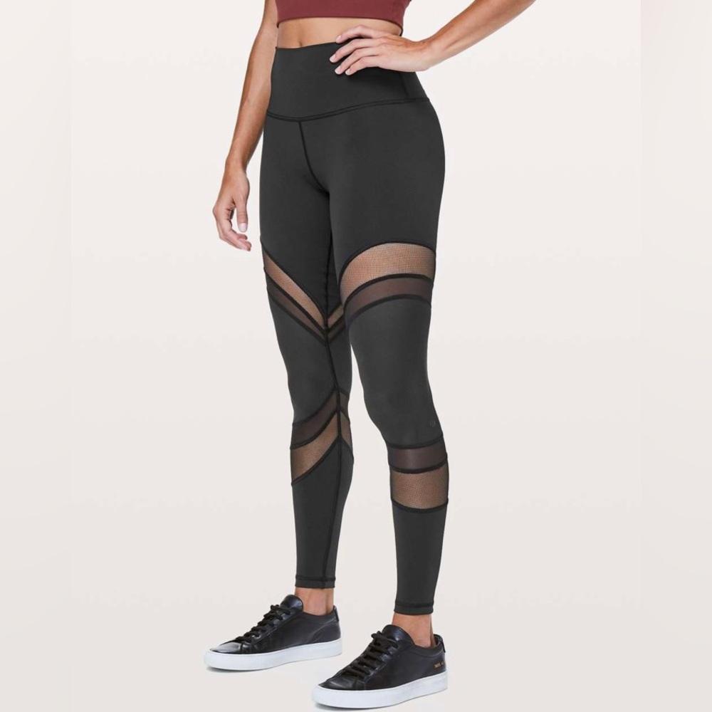 LULULEMON Seek The Heat Tight 28" Black Mesh High Rise Yoga Legging Athleisure 2